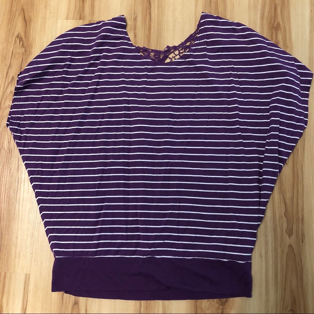 Purple and white stripped top